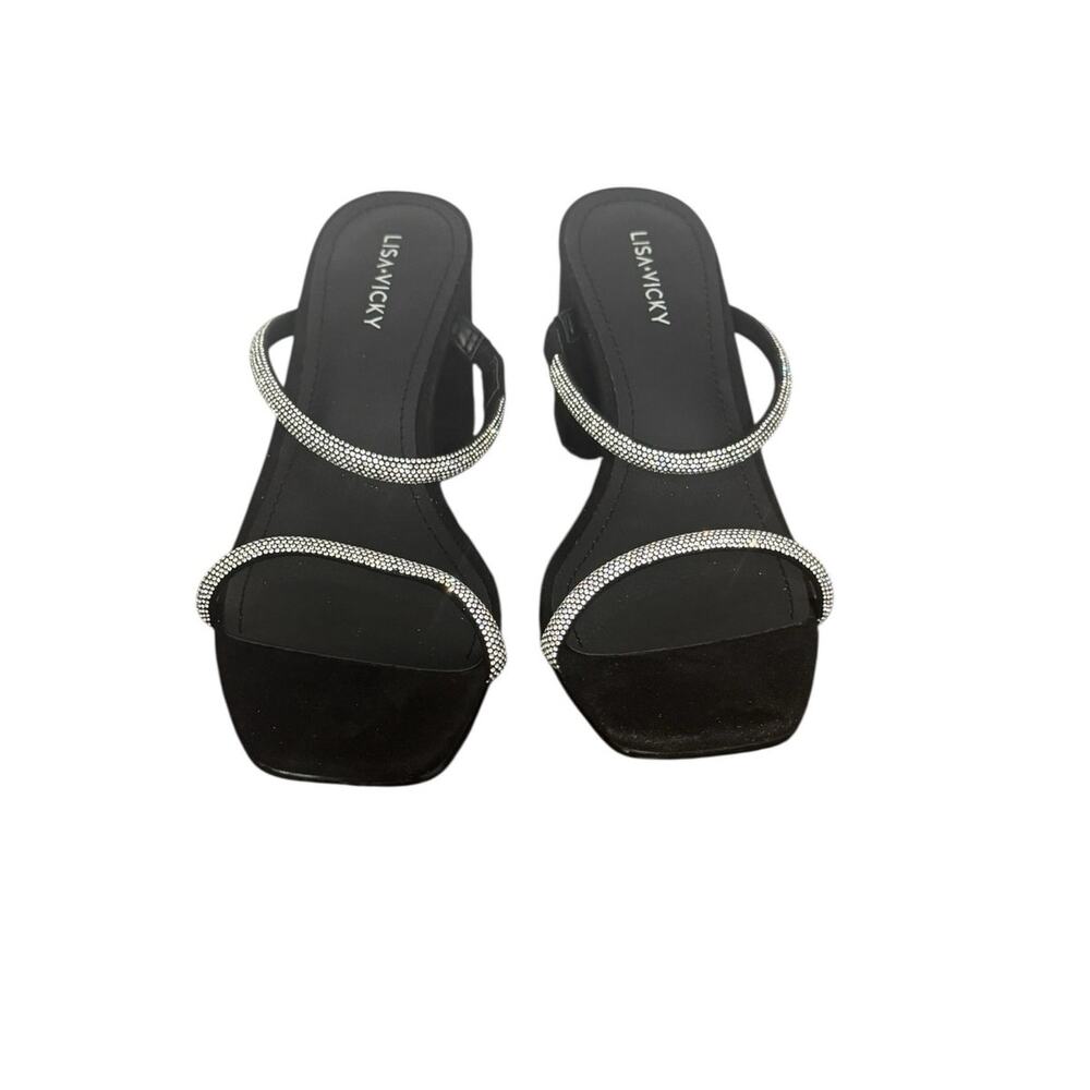 NIB! Lisa Vicky Mood Pavé Crystal Block Heel Slid… - image 4